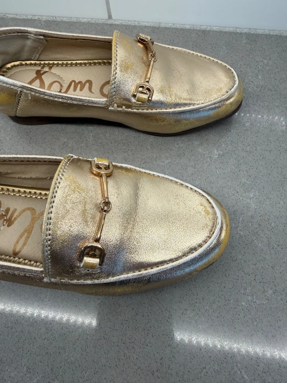 Sam Edelman Girl's Size 12 Loraine Mini Loafer Metallic Gold Leaf